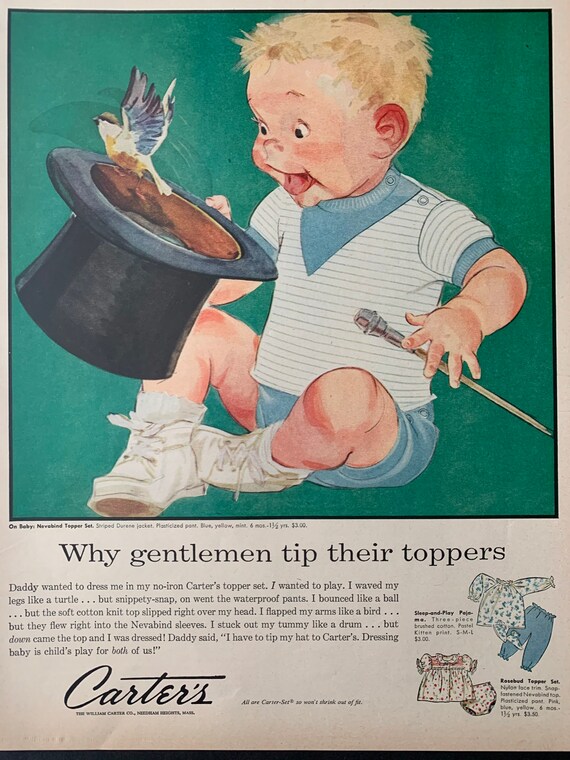Vintage 1957 Carters Childrens Clothing Ad Etsy