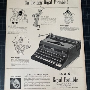 Vintage 1940s Royal Portable Typewriter Print advertisement retro gift decor