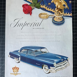 Pubblicità vintage degli anni &#39;50 della Chrysler Imperial Whiskey