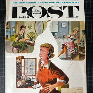 Rare vintage 1962 saturday evening post magazine covervintage