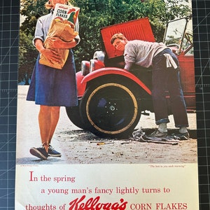 Vintage 1964 kelloggs corn flakes print advertisement