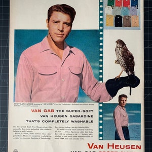 Vintage 1950s van heusen sport shirts print ad - burt lancaster