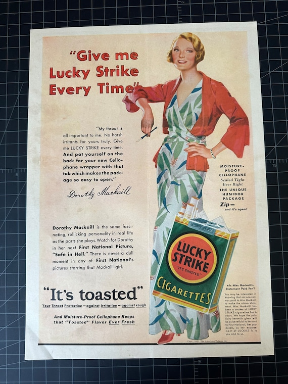 Vintage 1935 Lucky Strike Cigarettes - Dorothy Mackaill - UK
