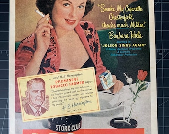 Vintage 1950 Chesterfield Cigarettes Original Advertisement - Barbara Hale 