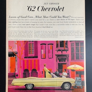 Vintage 1962 chevrolet impala convertible print advertisement