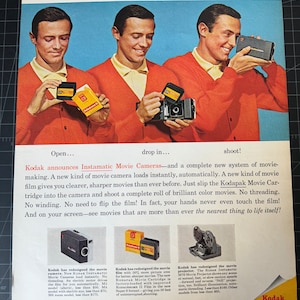 Vintage 1960s Kodak Instamatic Camera Print advertisement