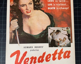 Vintage 1950s “Vendetta” Film Print Ad - Howard Hughes