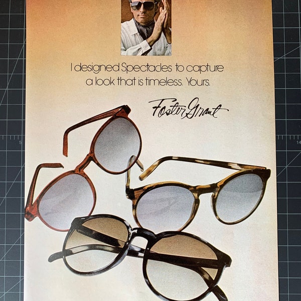 Vintage 1970s foster grant sunglasses print ad