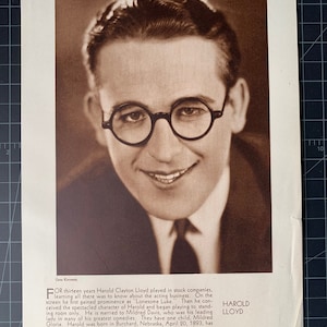 Vintage circa 1930 harold lloyd photoplay portrait