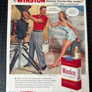 Vintage 1950s Winston Cigarettes Print Ad