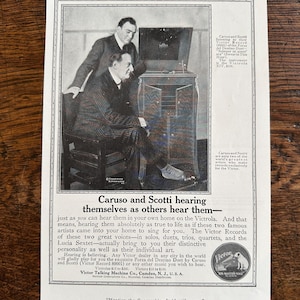 Rare Antique 1910s Victor Victrola Phonograph Print Ad