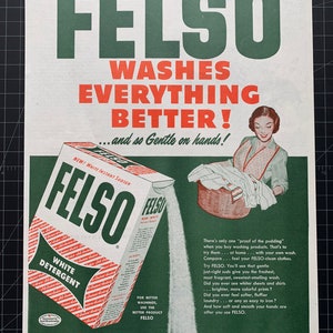 Vintage 1951 Felso Detergent Print Ad