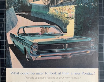 1963 Pontiac Wide-Track Magazine Ad • Vintage Classic Car Print • Original 1960s Auto Advertising