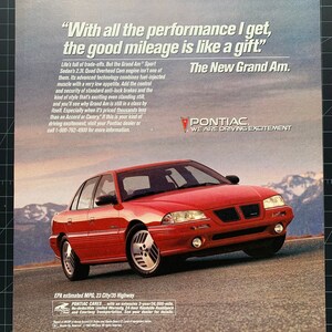 Vintage 1993 pontiac grand am print advertisement