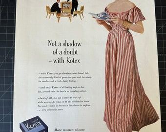 Vintage 1952 kotex print ad