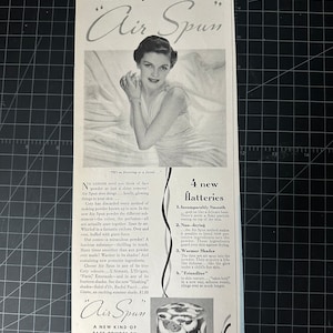 Vintage 1930s Coty Air Spun Powder Print advertisement