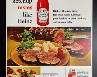 Vintage 1961 Heinz Ketchup Original Print Ad
