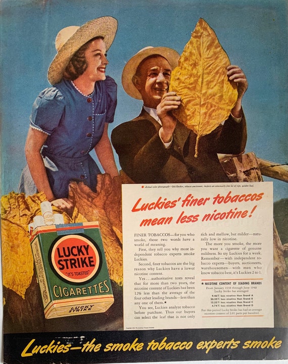 Vintage 1940s Lucky Strike Cigarettes Ad