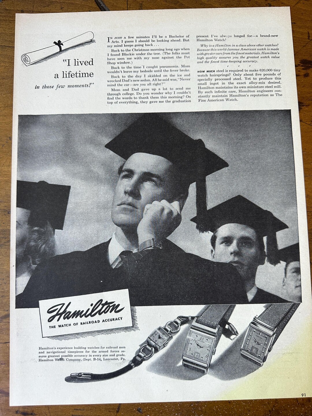Vintage 1940s Hamilton Watches Original Advertisement - Etsy