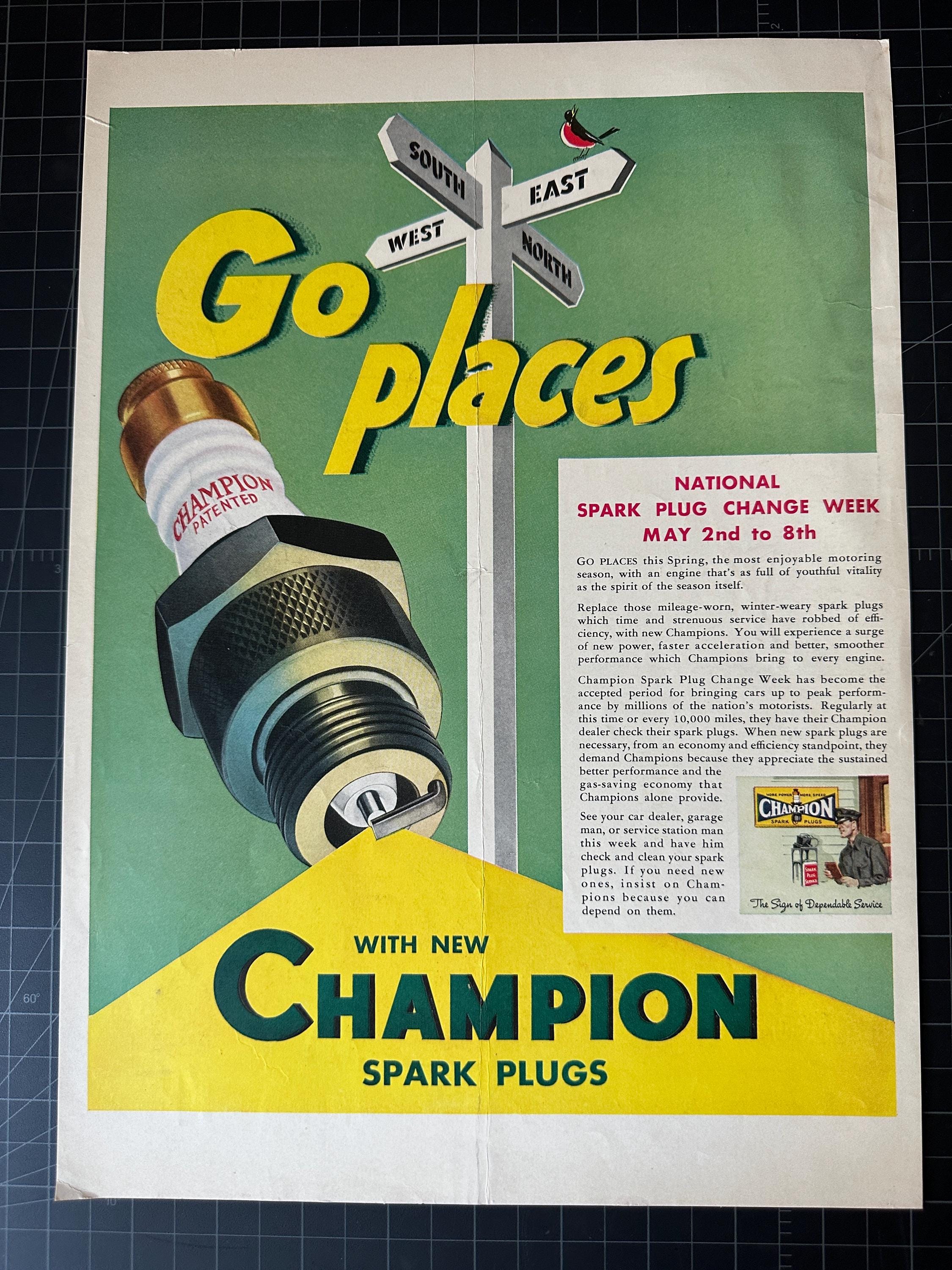 Mack　CHAMPION spark plug vintage ポスター Retro Vintage Tin Metal Sign, Champion Spark Plugs, Wall