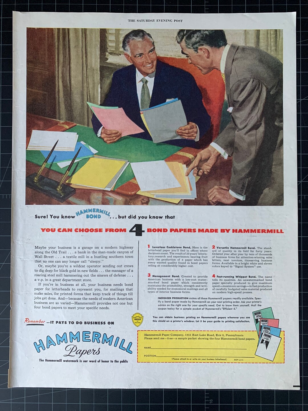 Vintage 1954 Hammermill Bond Paper Print Ad Etsy