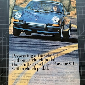 Vintage 1973 porsche sportomatic print advertisement