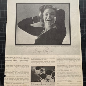Vintage 1932 Woodbury&#39;s Cold Cream Print Ad - Ginger Rogers