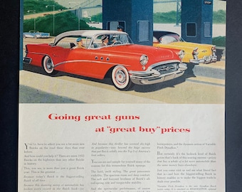 Vintage 1955 buick riviera print advertisement