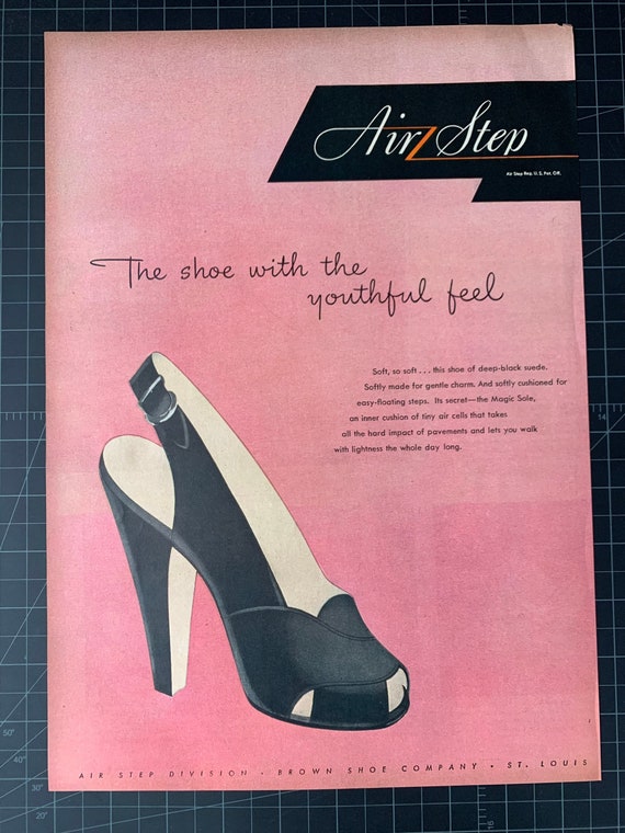 Vintage 1946 air step shoes print ad