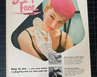 Vintage 1957 pond’s angel face cosmetics print ad