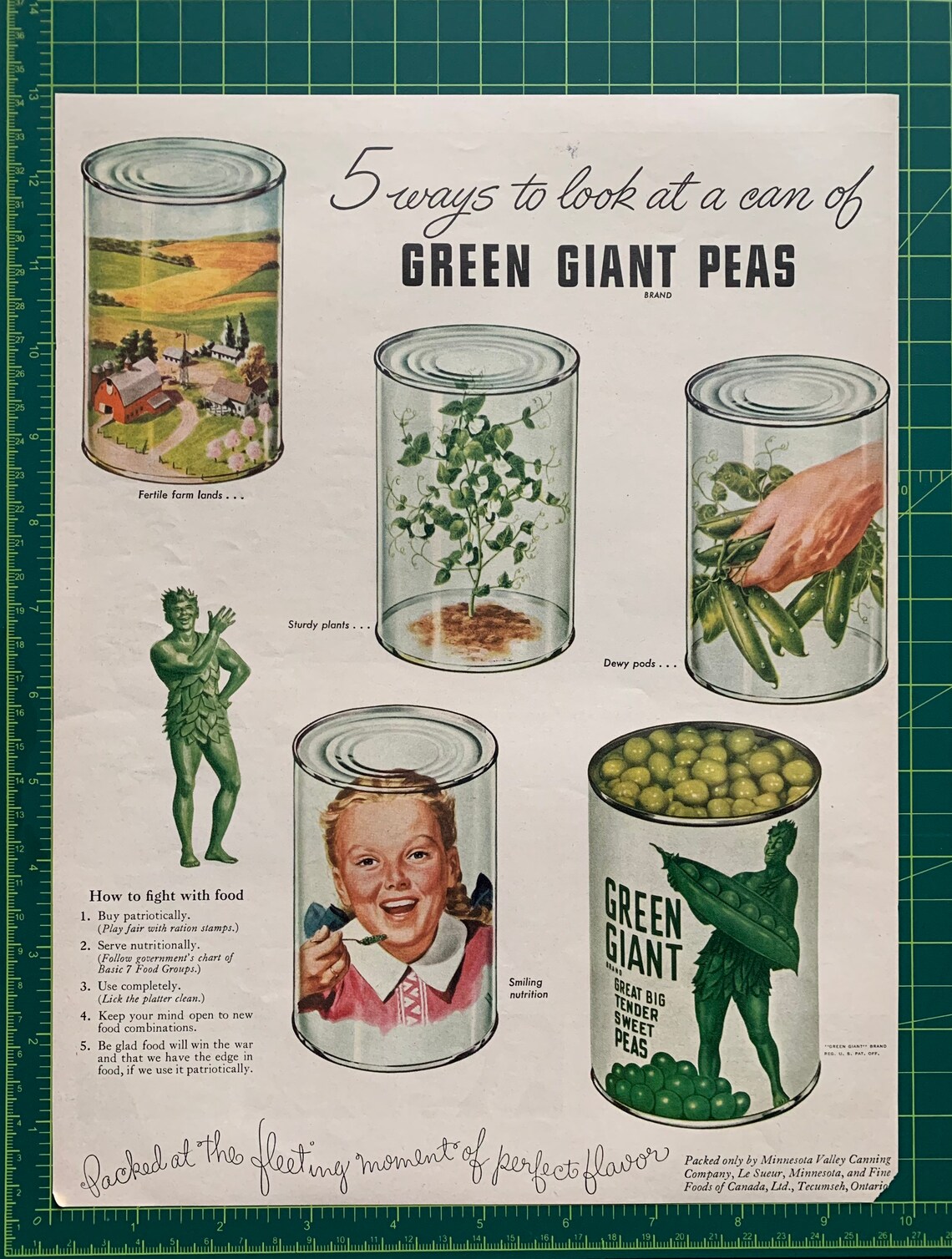 Vintage 1943 Green Giant Peas Print Ad Etsy