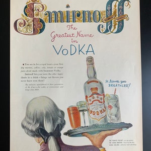Vintage 1950s smirnoff vodka print advertisement