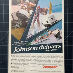 Vintage 1968 johnson sea-horse boat motor print advertisement