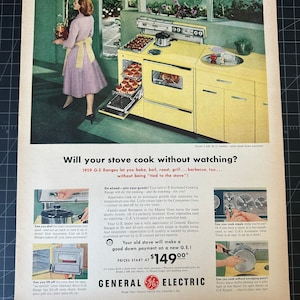 Vintage 1959 general electric range print advertisement