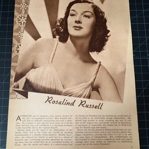Raro ritratto vintage di Rosalind Russell del 1940 e biovintage