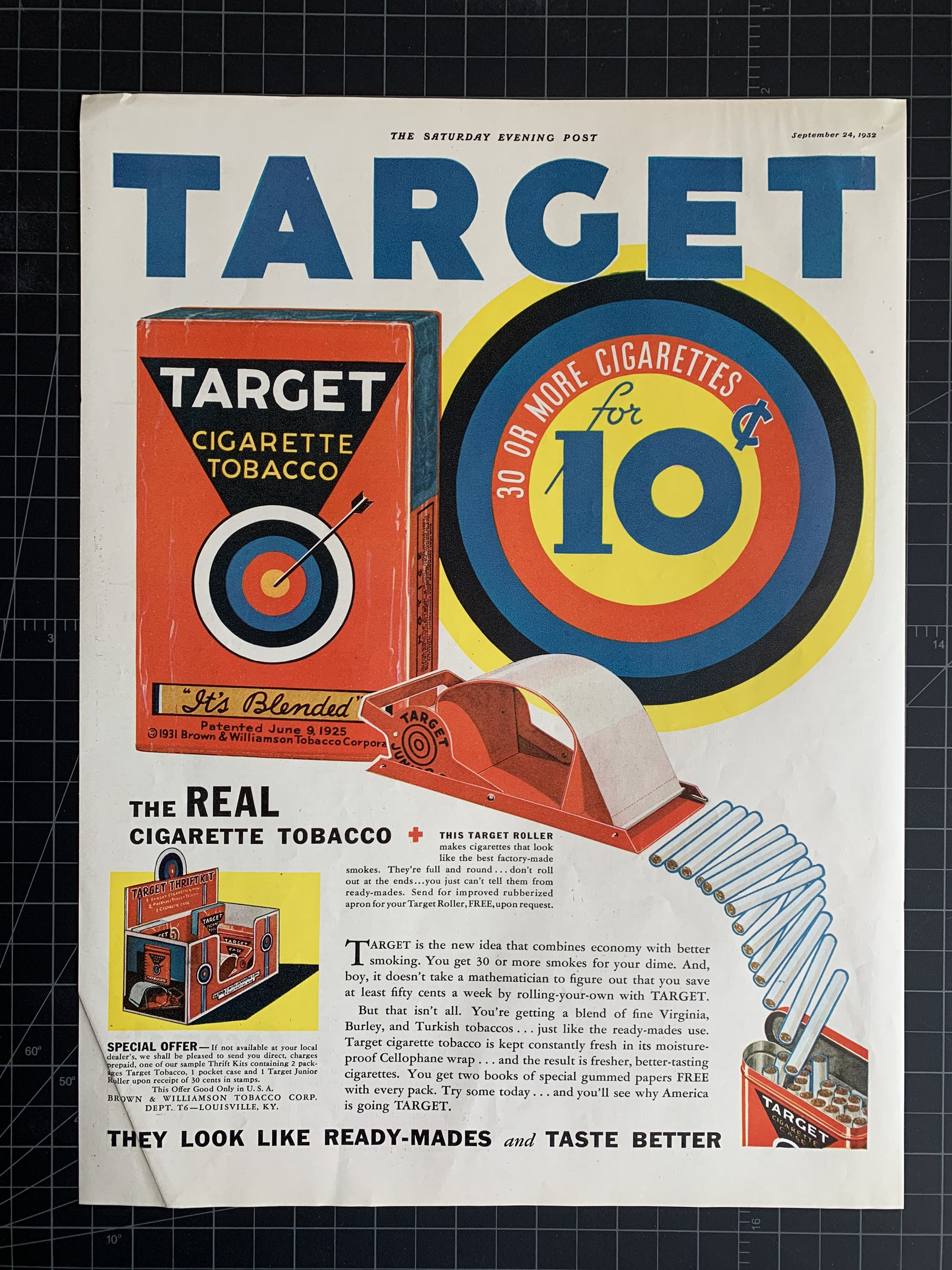 tobacco advertisers typically target Vintage 1932 Target Tobacco Original Print Ad