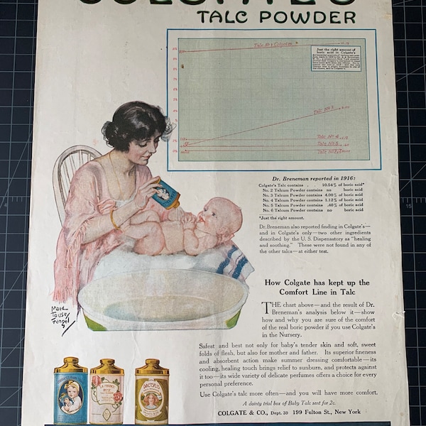 Vintage 1918 Colgate’s Talc Powder Print Ad