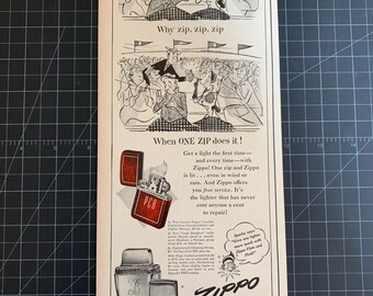 Vintage 1950 Zippo Lighter Original Advertisement