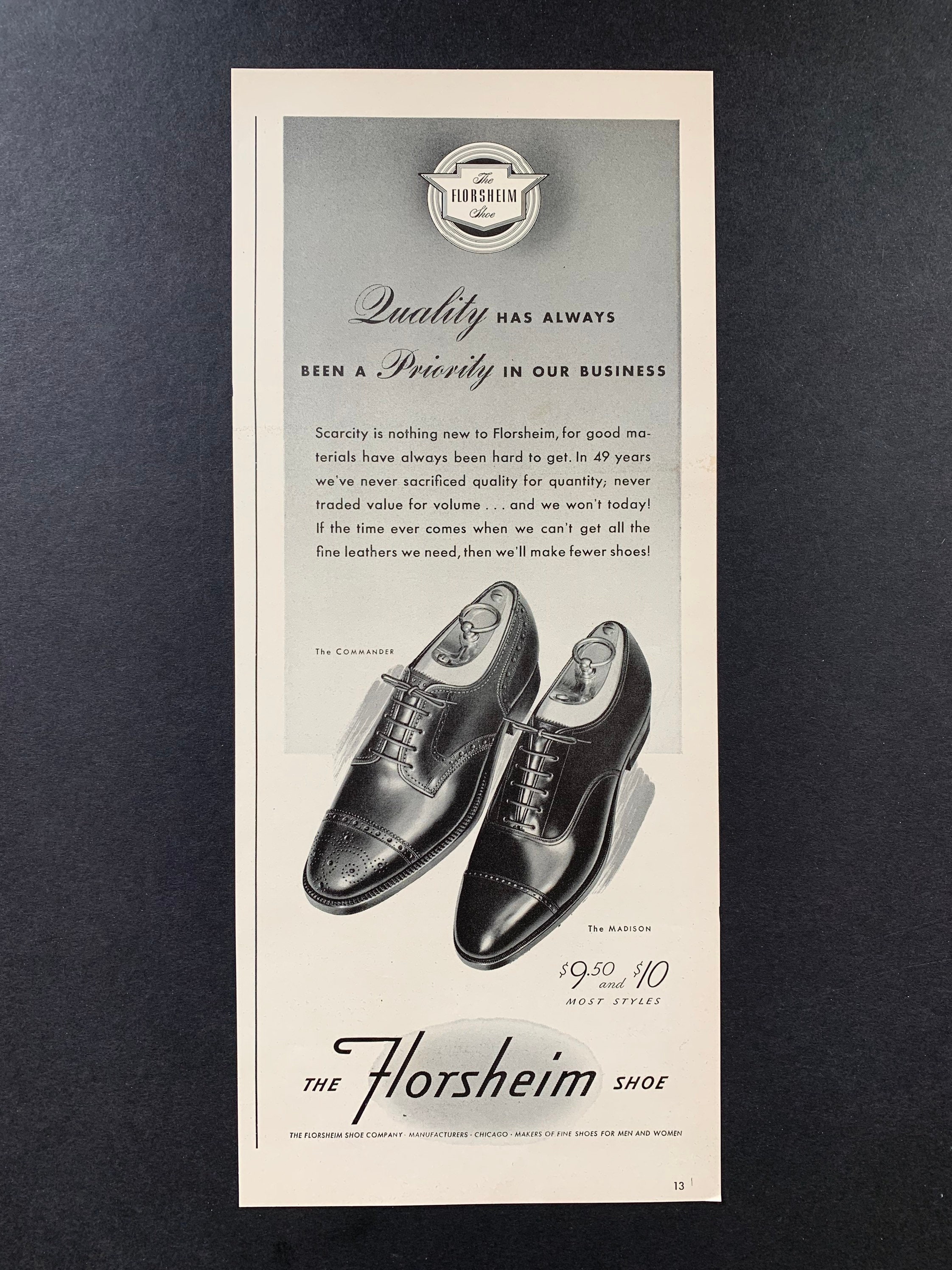 Vintage 1941 Florsheim Shoes Ad - Etsy UK