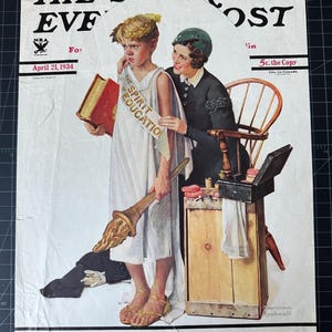 Rare Vintage 1934 Saturday Evening Post Cover - Norman Rockwell - COVER ONLY