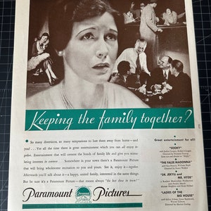 Rzadki rocznik 1931 paramount pictures reklama drukowana - norma talmadge