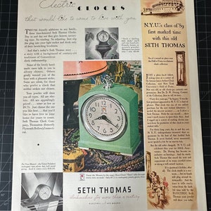 Vintage 1931 seth thomas clocks print ad
