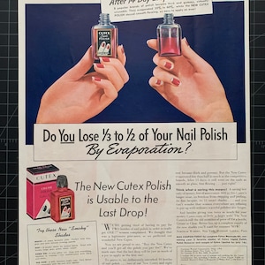 Vintage 1937 cutex nail polish print advertisement