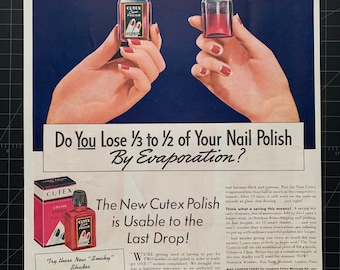 Vintage 1937 cutex nail polish print ad