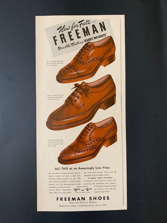 Buy Vintage 1940s Freeman Shoes Ad Online in India - Etsy
