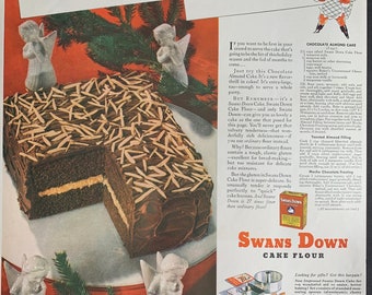 Vintage 1936 Swan’s Down Cake Flour Christmas Holiday Print Ad