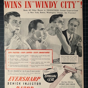 Vintage 1946 schick razors print advertisement