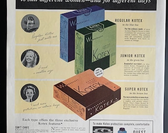 Vintage 1935 kotex print ad