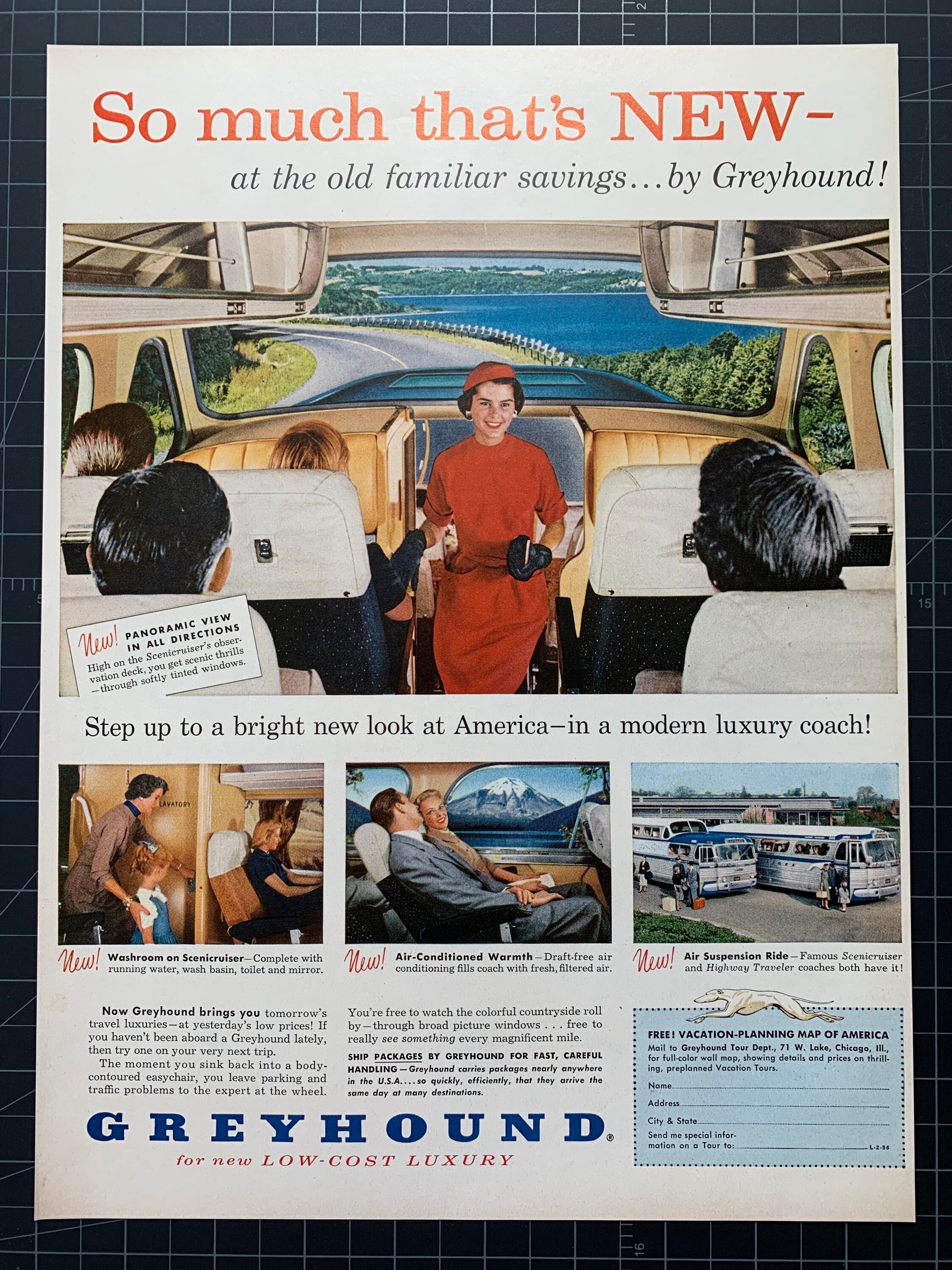 Vintage 1956 Greyhound Bus Print Ad Etsy