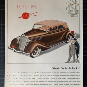 Vintage 1935 Ford v-8 Printwerbung